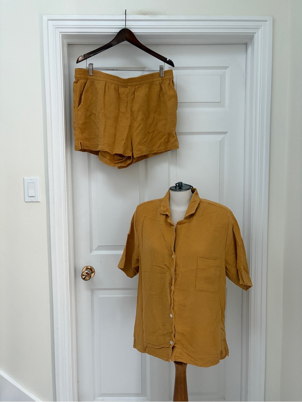 Mustard Lightweight Gauze Women’s Shorts Set ladies XL